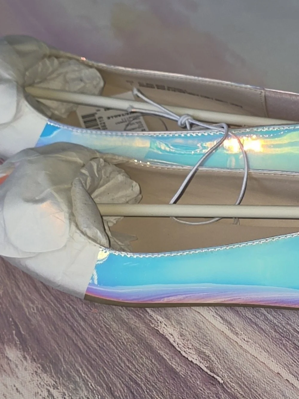 Place Silver/White Iridescent Girls' Ballet Flats BRIDAL